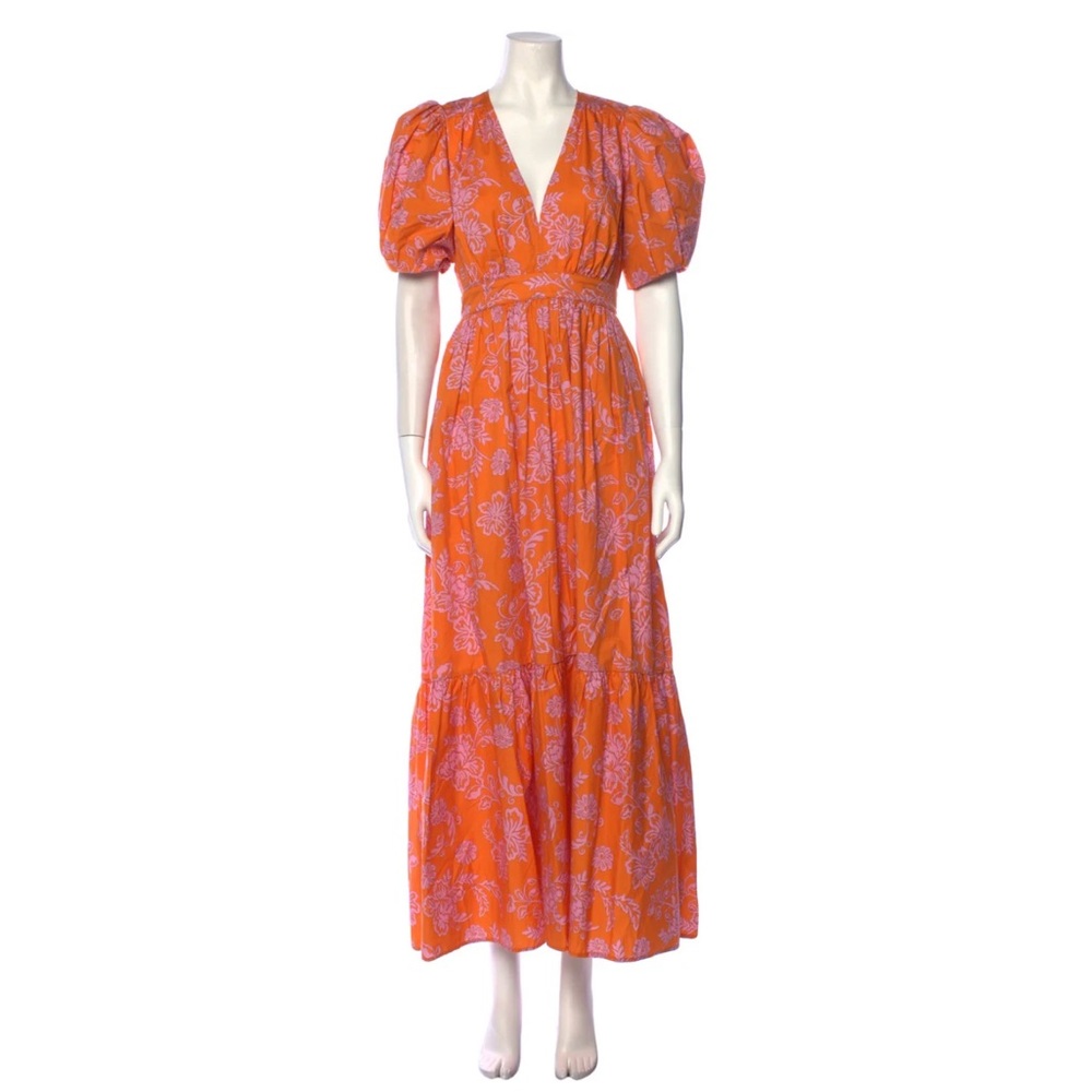 XIRENA Larkyn Tiered Maxi Orange and Pink Dress Size L